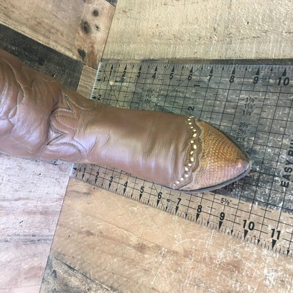 Tony Lama Vintage Gold Label Pointed Toe Wingtip Cowboy Boots Womens 5.5 B - Picture 11 of 12